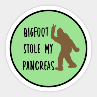 Bigfoot Stole My Pancreas Emerald Green Sticker